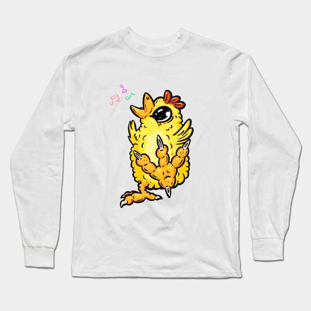 Dancing and Singing Chick Chicken Cartoon Character Long Sleeve T-Shirt by Squeeb Creative